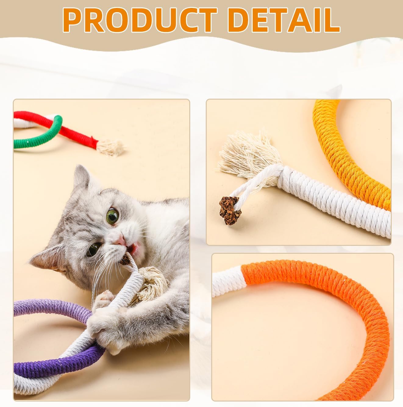 3 - Pack Cat Rope Toy - PawGeni