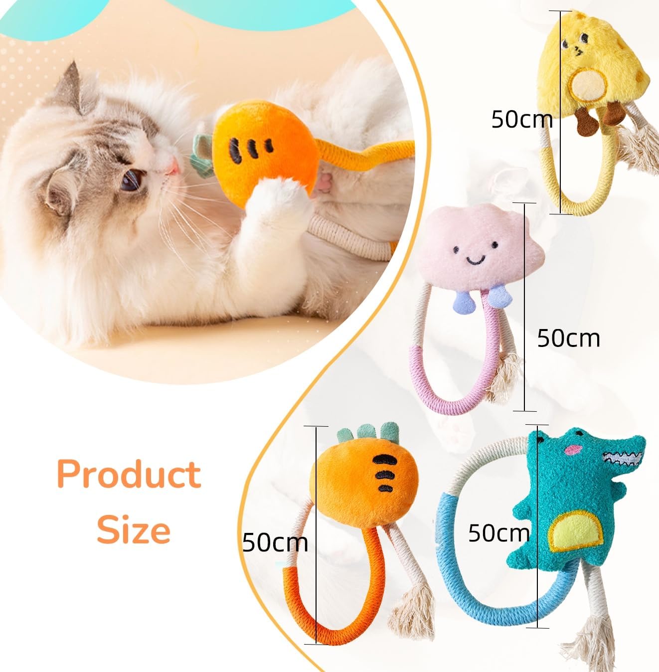 4 - Pack Cat Rope Toy - PawGeni