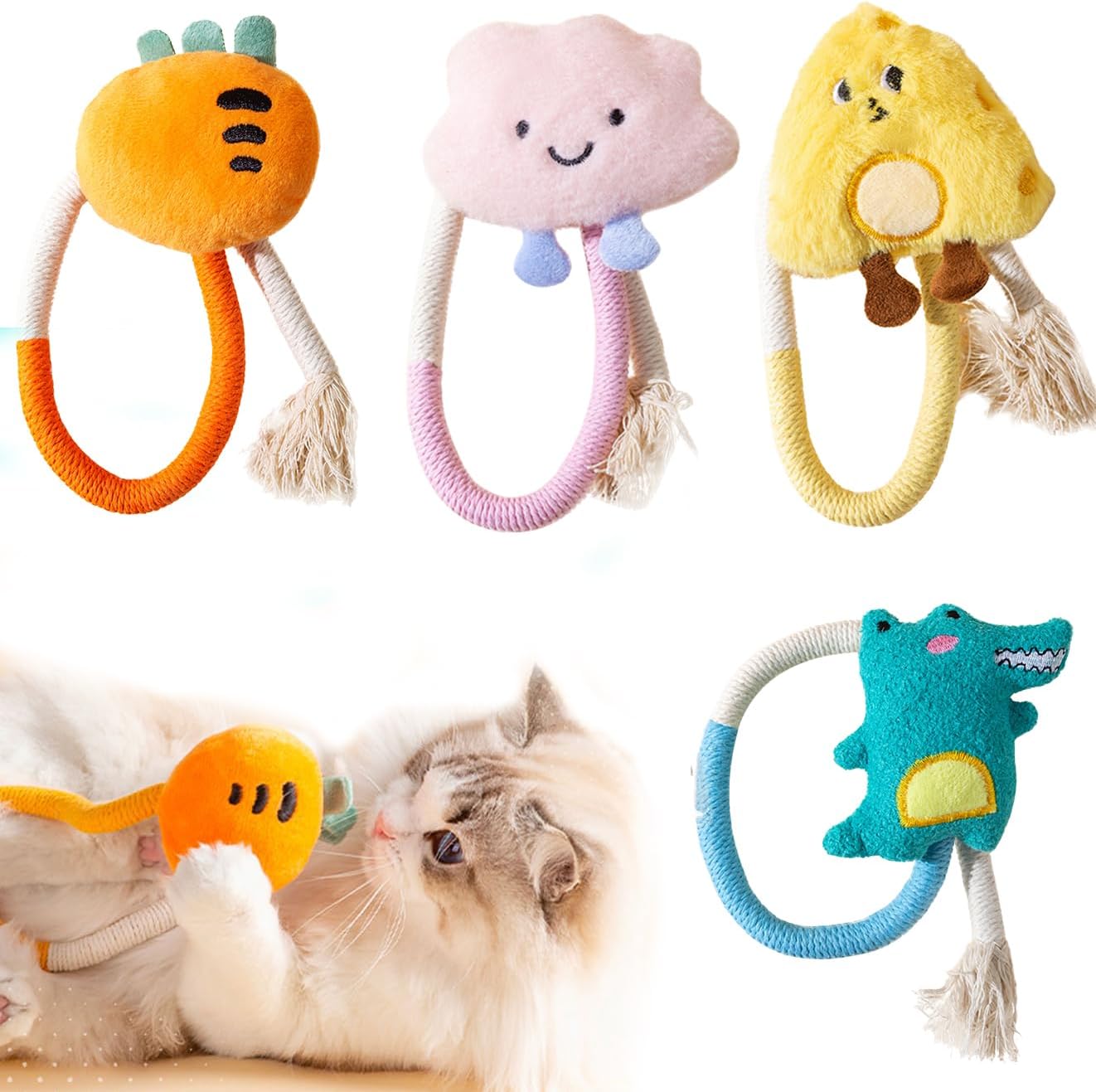 4 - Pack Cat Rope Toy - PawGeni