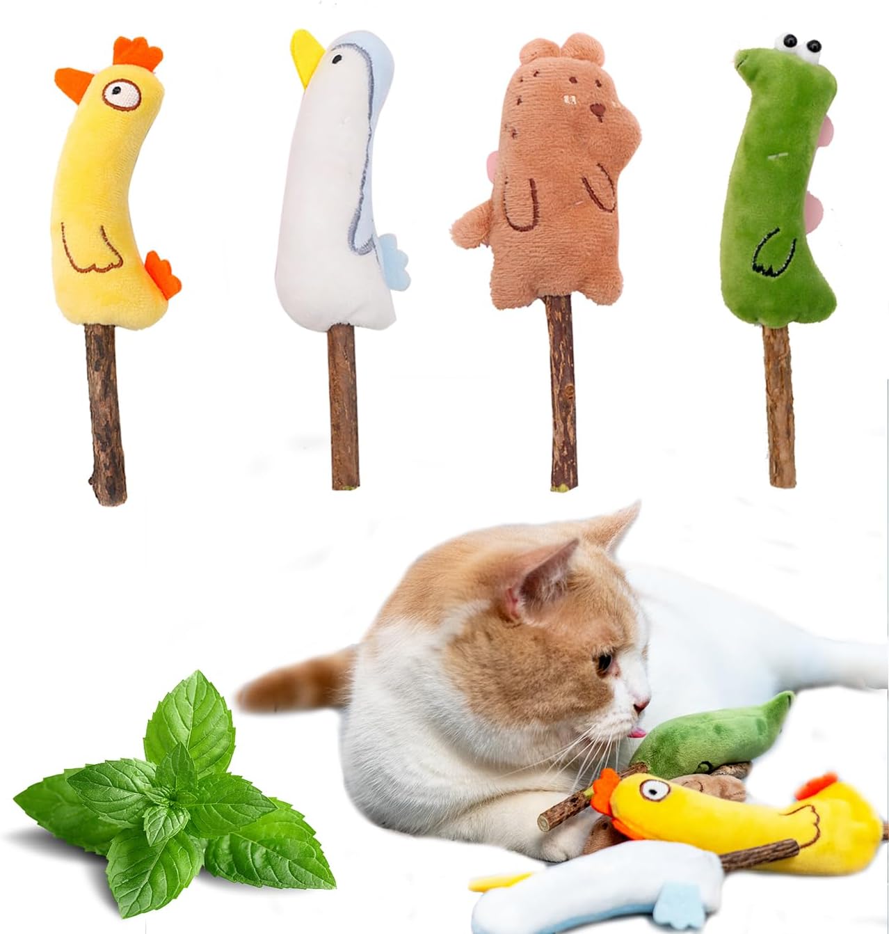 4 - Piece Catnip & Valerian Toy Set for Cats - PawGeni