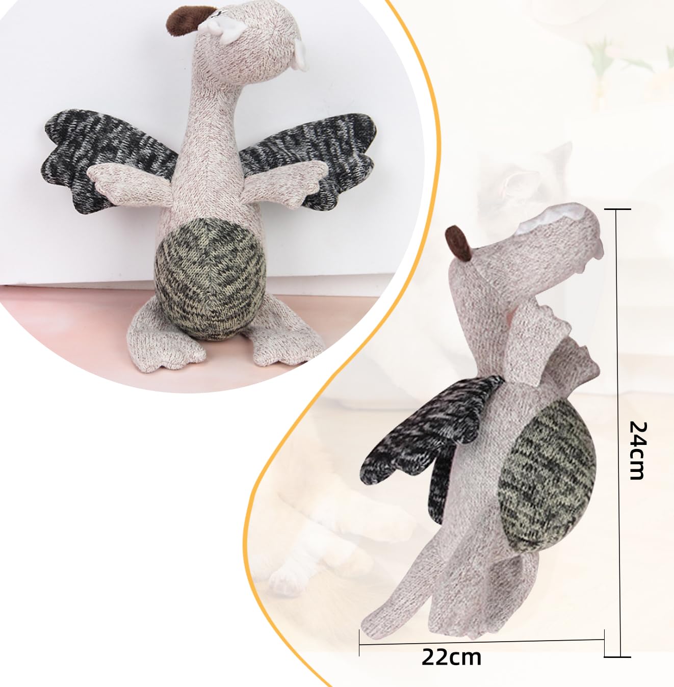 Gray Dragon Plush Dog Toy - PawGeni