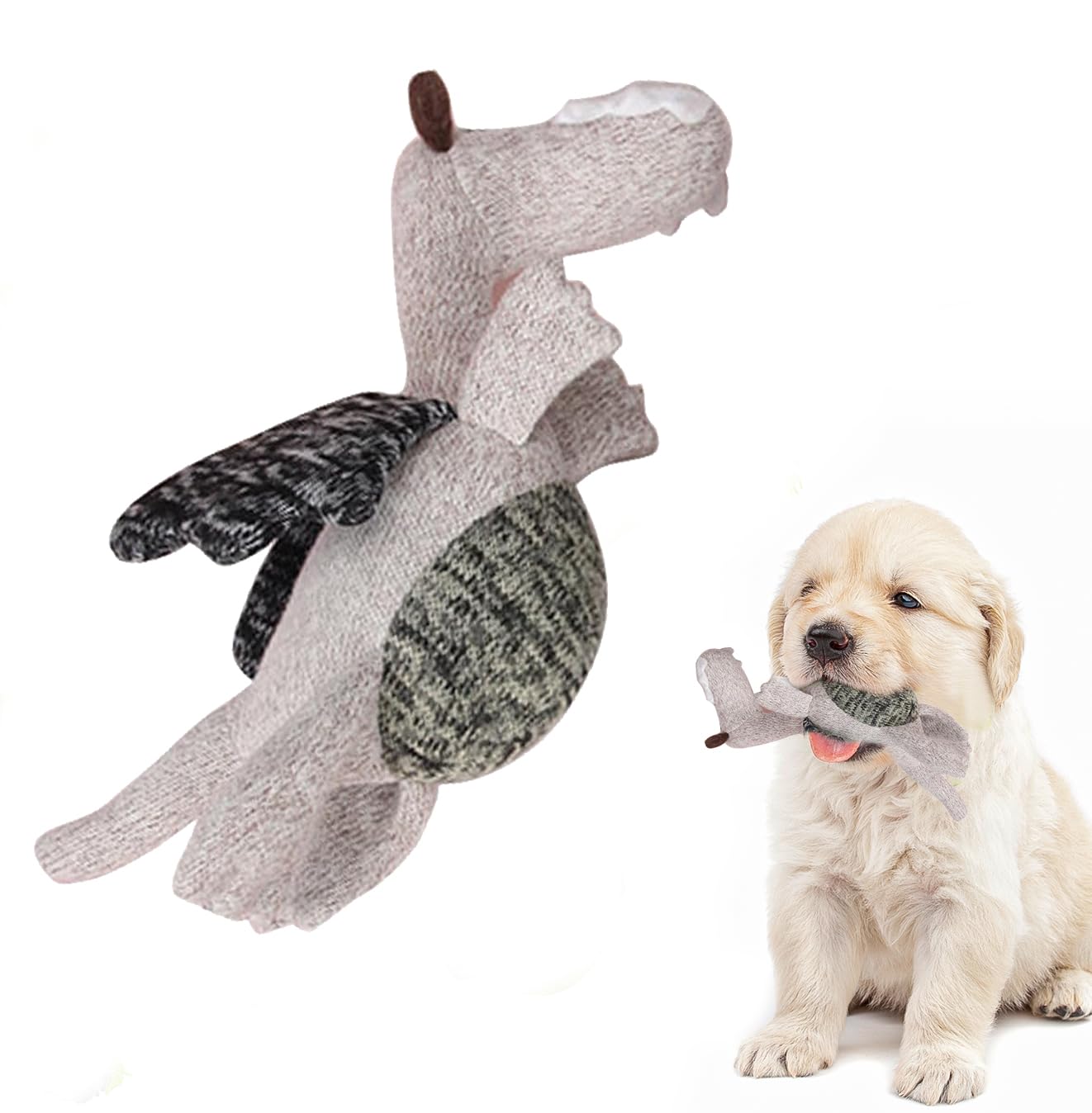 Gray Dragon Plush Dog Toy - PawGeni