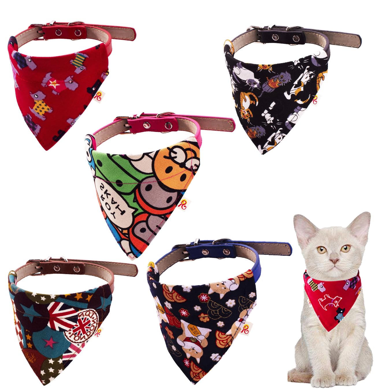 Pet Collar and Bandana (Pack of 5) - PawGeni